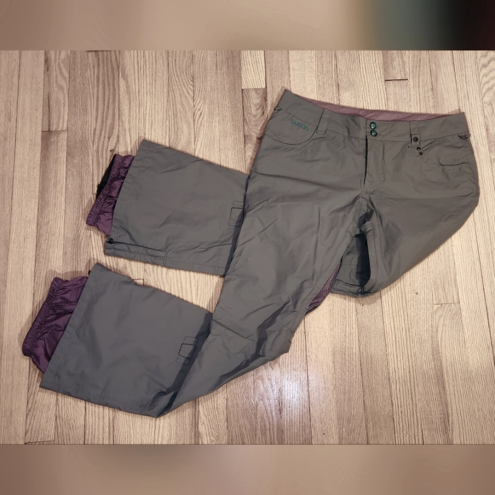 Burton Women's The White Collection Snowpants, Size Large, Gray and Purple